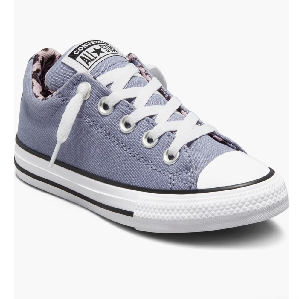 Chucks slip on juniors 6 street low tops Taylor purple leopard converse